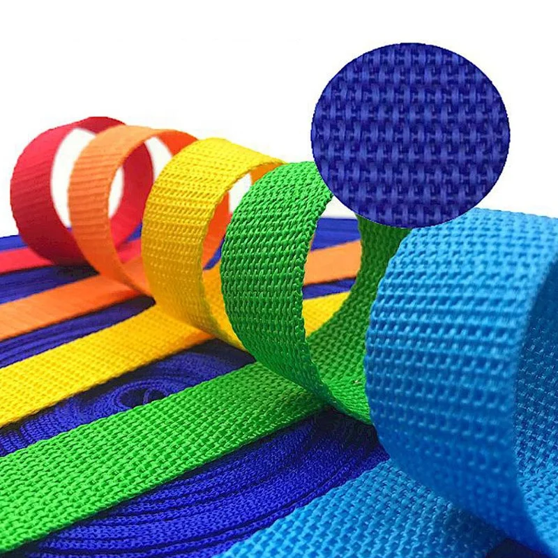 Wholesalers 20mm/25mm/32mm/38mm/50mm Colorful Polyester Solid Color Webbing Tape High Tenacity Backpack Nylon Webbing