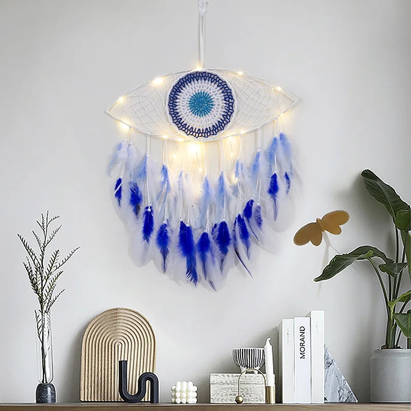 Boho Demon Eyes Home Decor Dream Catcher Wall Hanging Wall Decoration Macrame Feather Dream Catcher
