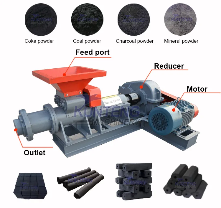 Mini coal powder charcoal screw press making shisha charbon briquette presse extruder machine with conveyor for sale china trade