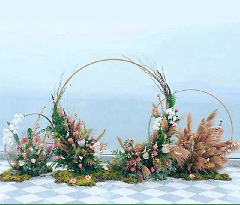 2M Dia circle Wedding Arch Background Stand Iron Shelf Decorative Props DIY Round Party Background Shelf Flower with Frame