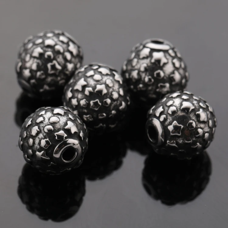 Необычные антикварные посеребренные 5-звездочные бусины из нержавеющей стали для изготовления браслетов