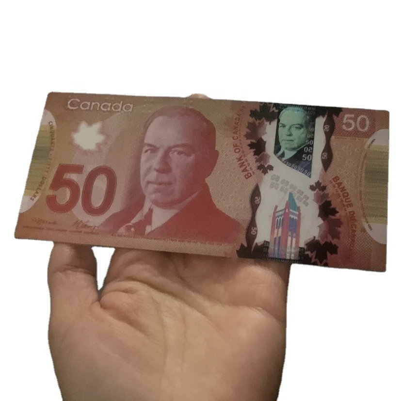 Коллекционный подарок прочная канадская валюта Cad 50 Золотая Серебряная фольга пластиковая банкнота водонепроницаемая для денег