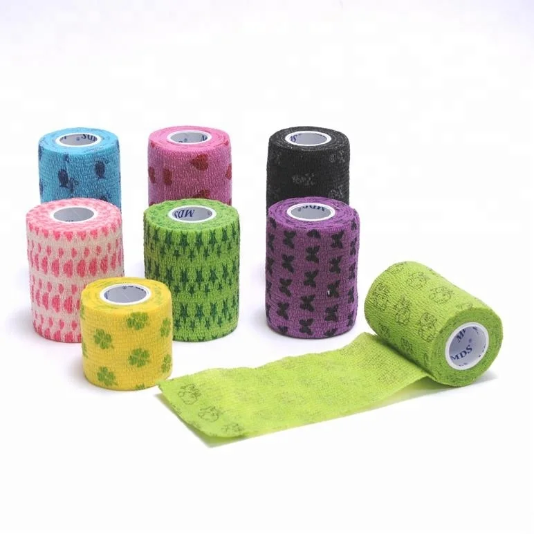 
Colorful Hand Tear Latex/Latex Free Self-adhesive Bandage Nonwoven Custom Packaging Medical Vet use 