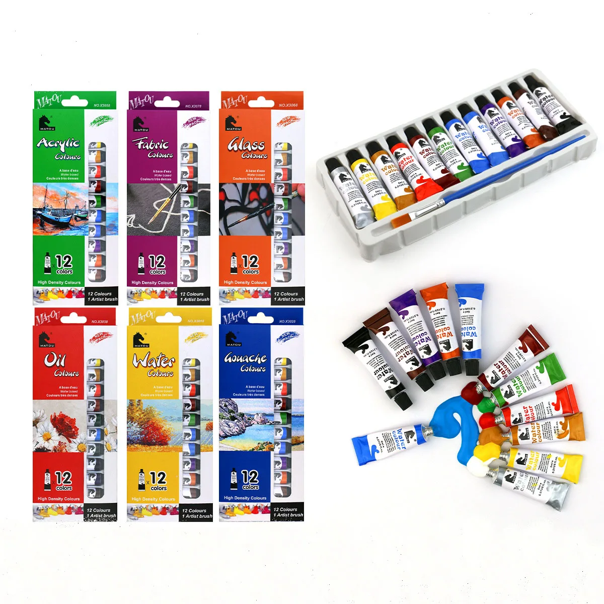 Opeth 0.2oz/6ml 12 Colors Acrylic Paint Set With Brush DIY Painting Graffiti Paint Professional Art Supplier