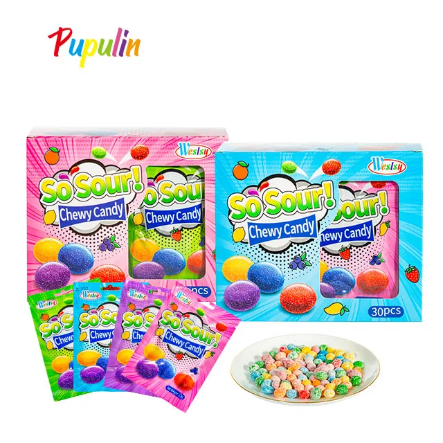 Super Sour Rainbow Colorful Sour Soft  Chewy Candy and Sweet Fruity Flavours Gumming Candy