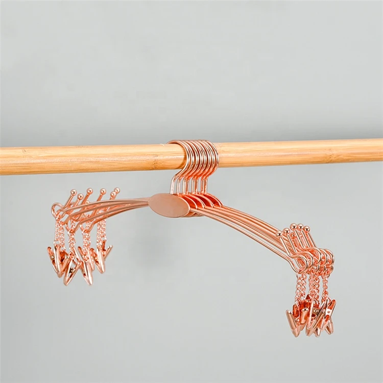 High Quality Wholesale Custom Logo Bra Underwear Bikini Rose Gold Hanger with Clips Display Clothes