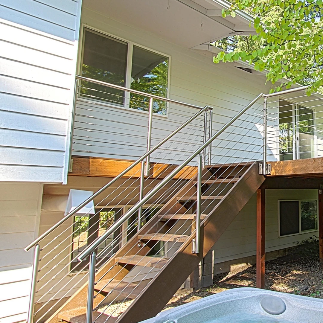 Modern Style 304 Stainless Steel Wire Rope Handrail Fittings Outdoor Deck Diy Cable Railing System