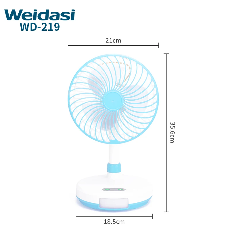 2024 Folding Portable Fan Floor Standing Fan USB Rechargeable Wireless Telescopic Fans with lighting lamp