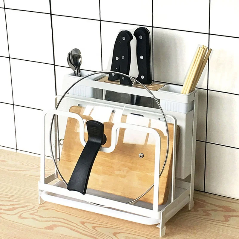 Kitchen shelves cutting board pot lid knife holder multifunction tableware storage shelf