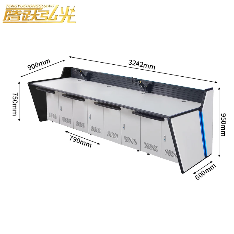 Five workstation DL-type command center control console monitoring desk Conference  office furniture monitoring computer desk