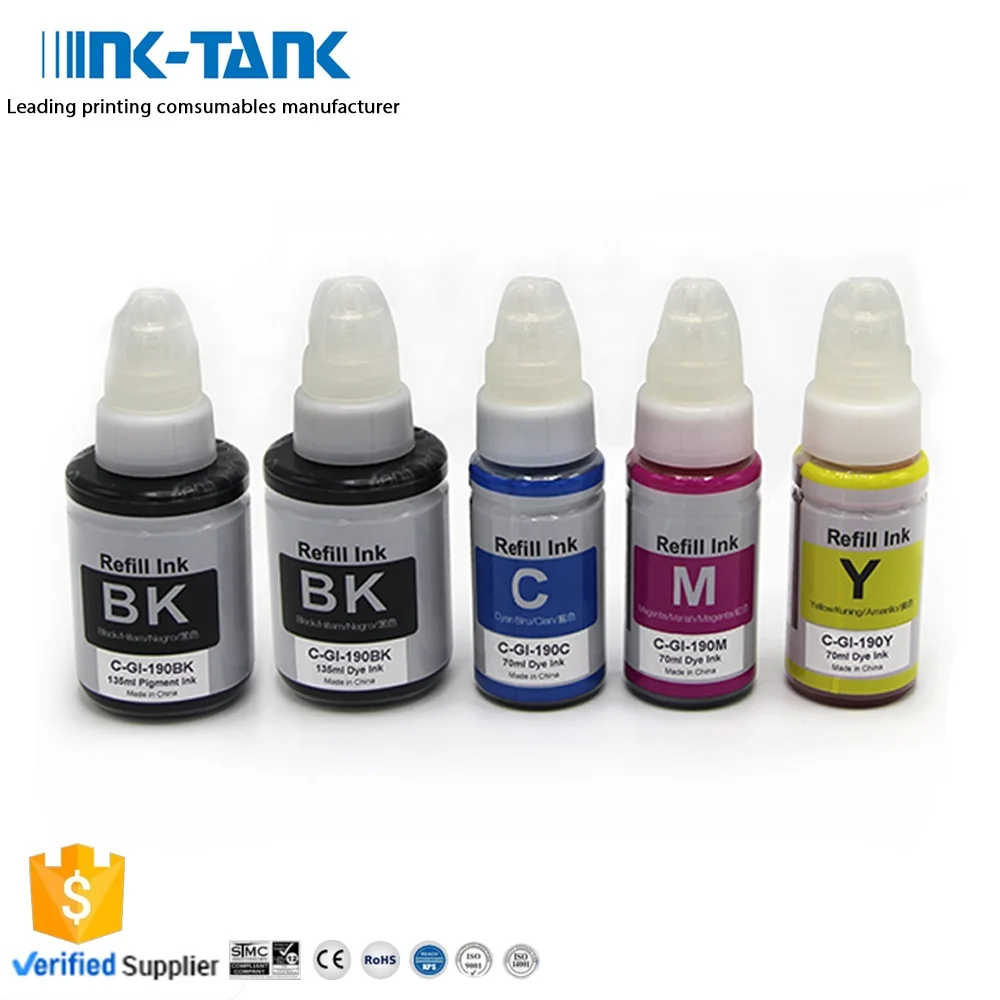INK-TANK GI190 GI-190 GI 190 Премиум Универсальный цветный оптом водная бутылка пополнения DGT чернила для Canon Pixma G2110 G3110 принтер