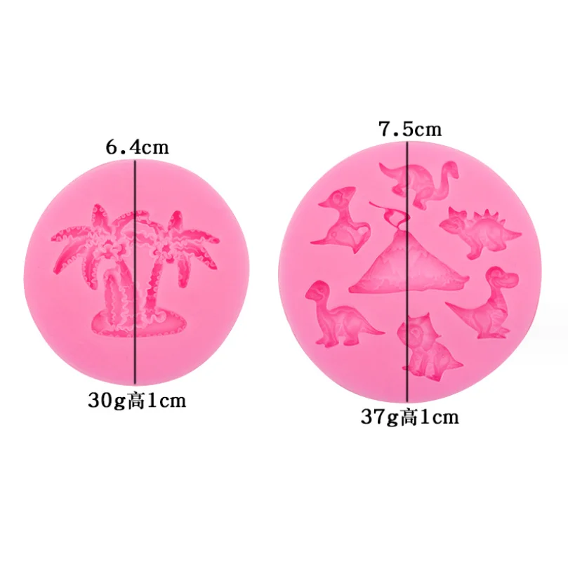 2 Pcs Dinosaur Liquid Silicone Fondant Molds Set 3D Coconut Tree Cake Baking Tools For Chocolate Cookie Decoration