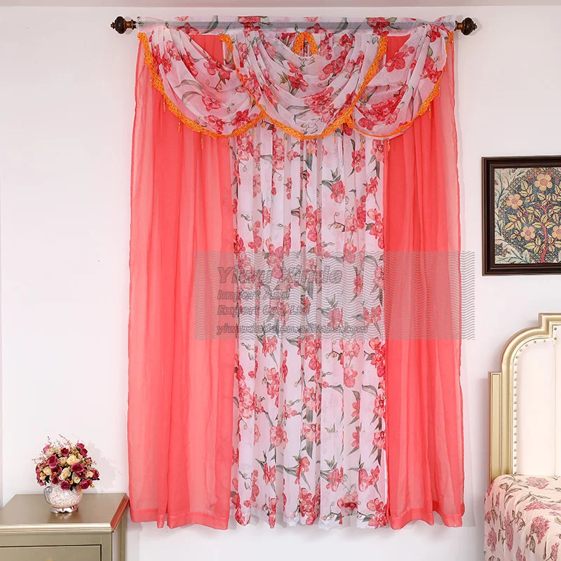 stock america style floral cheap window blackout curtains for living room valance room curtain drape rideau