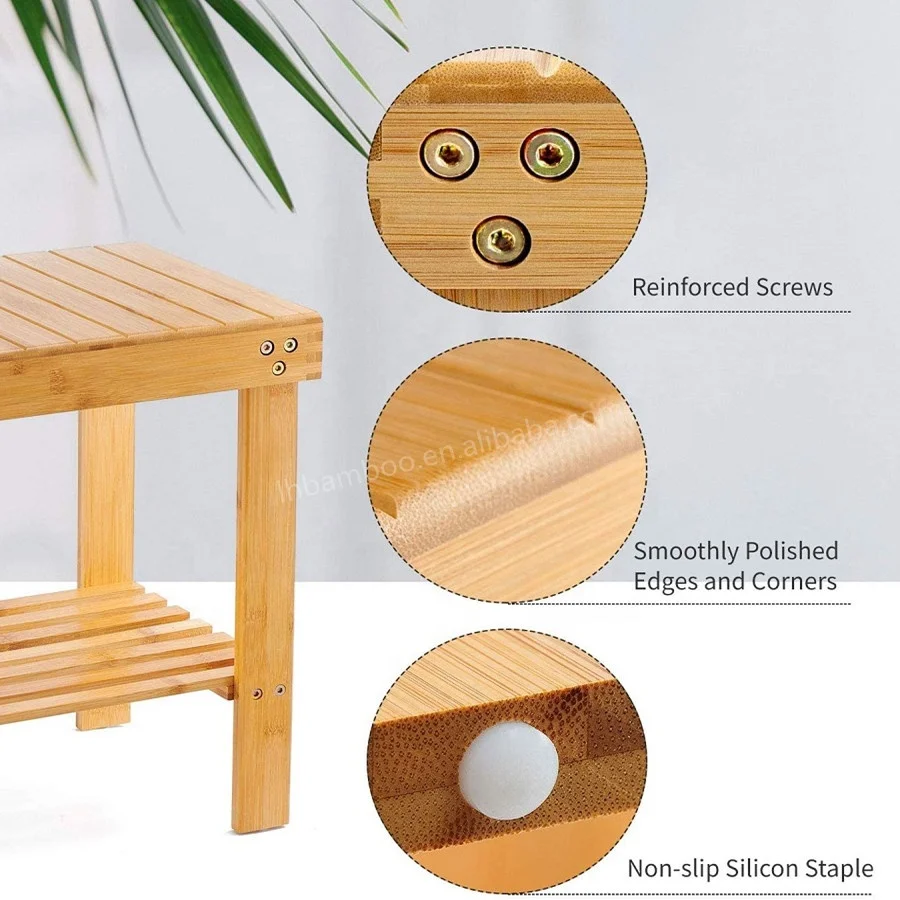 
Premium Bamboo Shoe Bench Rack Storage Shelves Organizer 