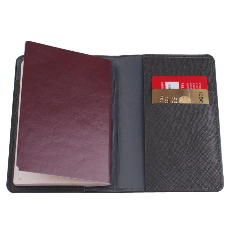 Embroidered Leather PU Passport Cover Passport Clip Couple Travel Anti Friction Certificate Bag Protective Card Cover