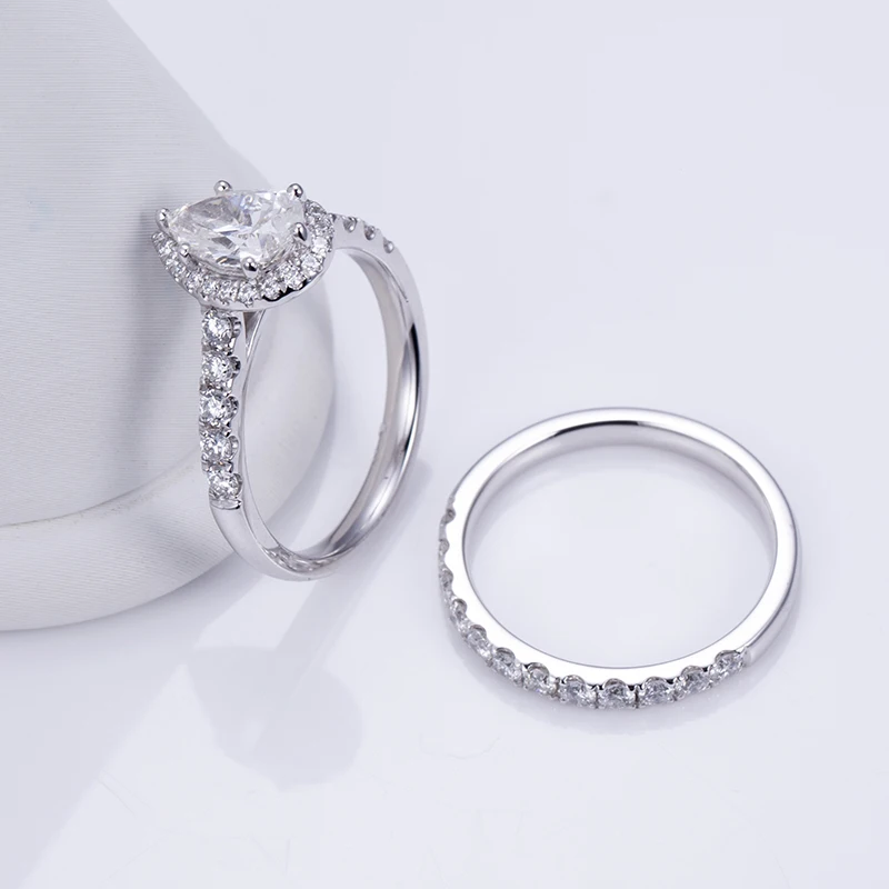 Messi Jewelry MSR-1284 customized jewelry platinum  ring moissanite diamond engagement wedding ring for women/girl