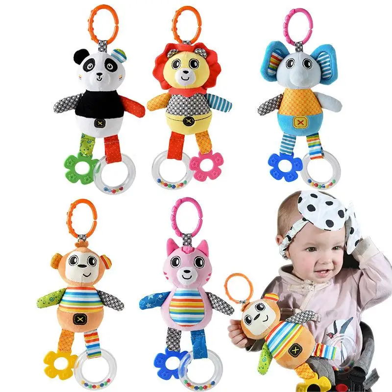 Hanging plush rattle toy animals baby plush design your own custom soft toy small plush toys human plush mini baby dolls