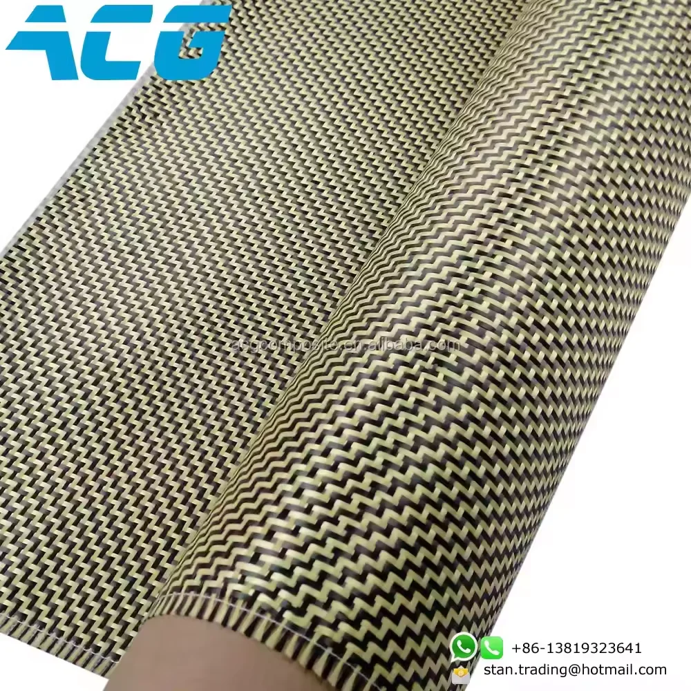Top quality yellow carbon aramid hybrid fabric carbon kevlars