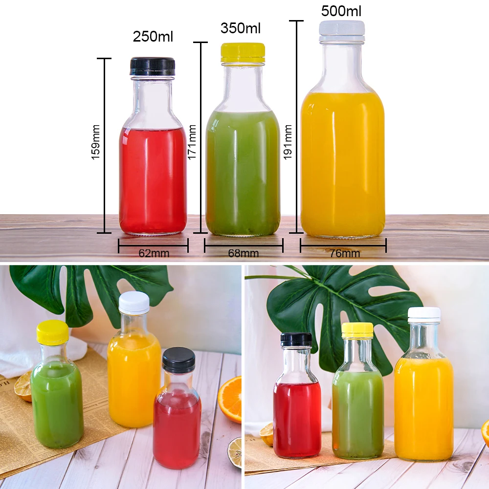 New Design Cylinder Glass Bottles with Screw Aluminum Plastic Lid for Beverage Soy Chili Sauce
