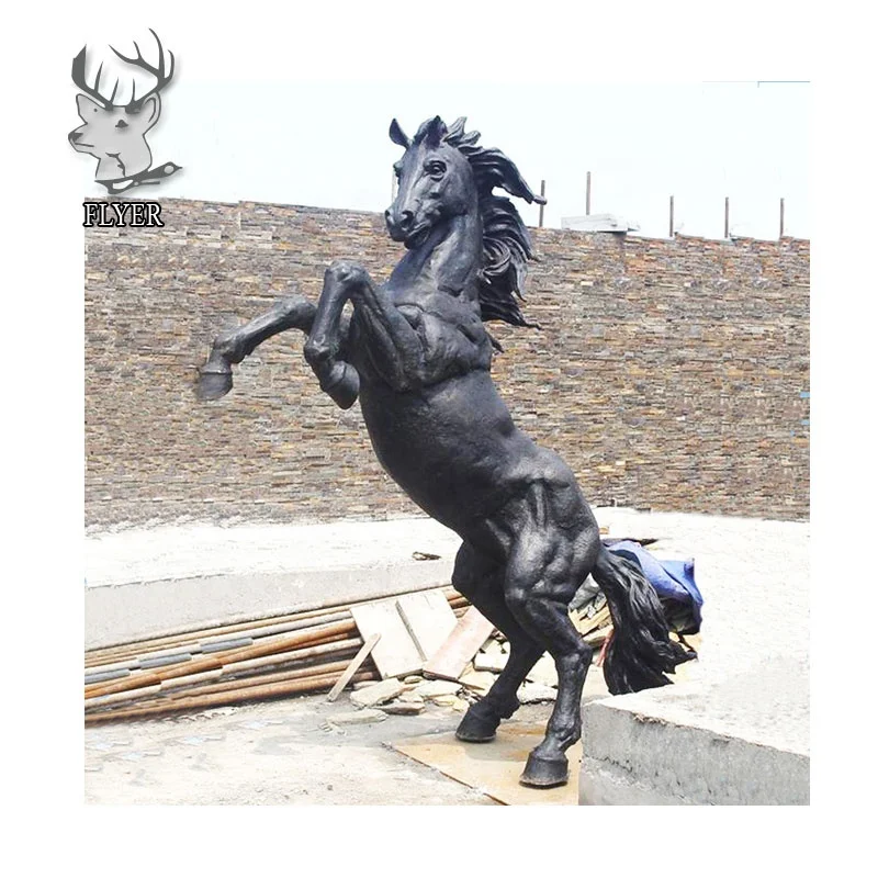 Outdoor entrance decoration giant copper brass horse statue antique bronze roaring horse sculpture