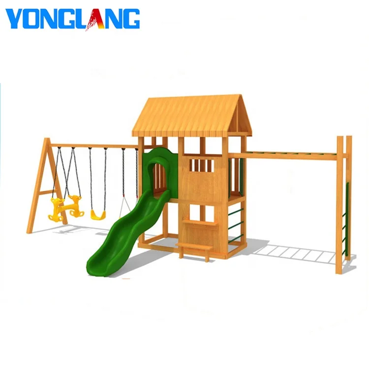 YL55721 игровые площадки для сада деревянная уличная игровая площадка качели и