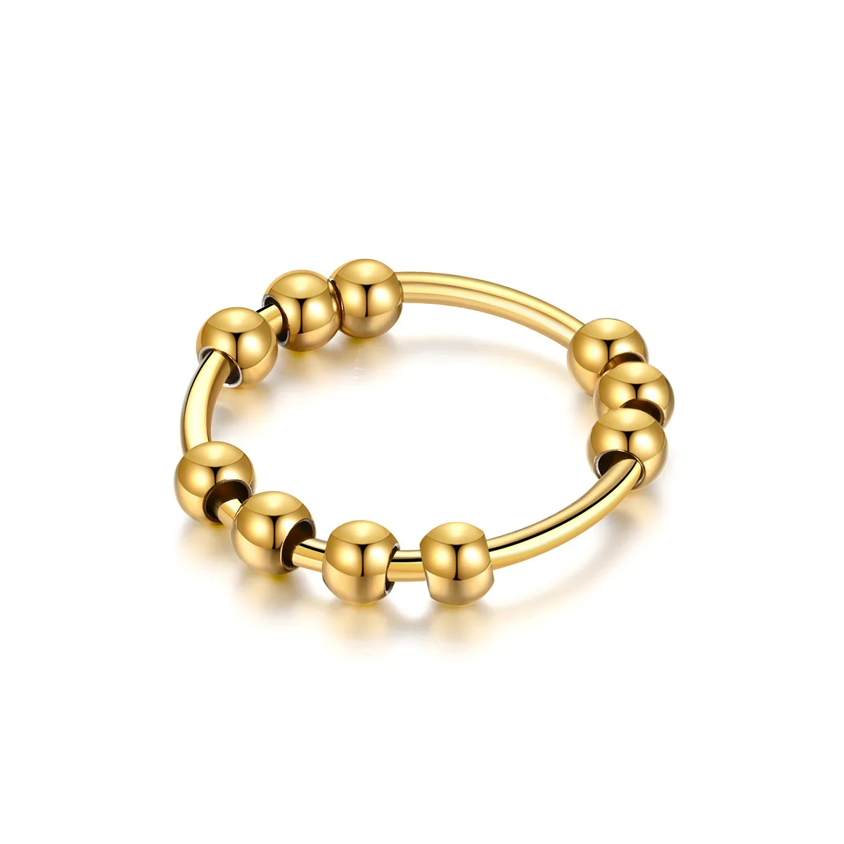 Round Ball Shape Stainless Steel Anti Anxiety Ring for Men and Women Fidget Bead Spinning Stress Anxiety Relief Rings