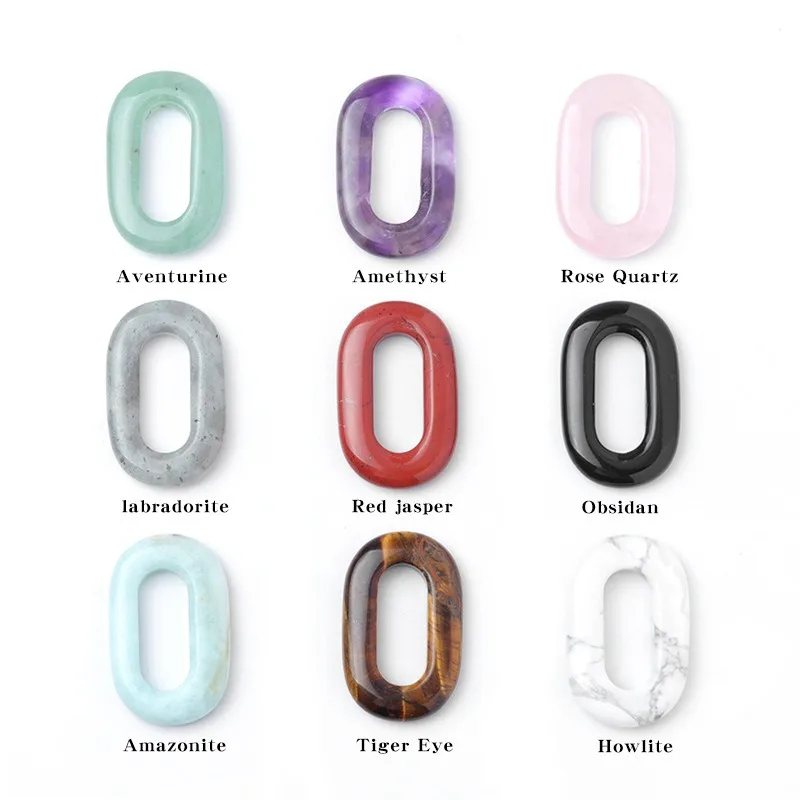 Large O Shaped Natural Stone Pendant Gemstone Charms Agate Crystal Stone Crafts for Jewelry Making Necklace Key Pendant