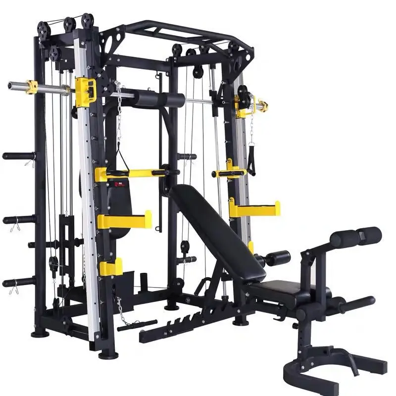 Commercial Home Gym Equipment Multi Functional Trainer Power safe Squat Rack Smith Machine with weight stack
