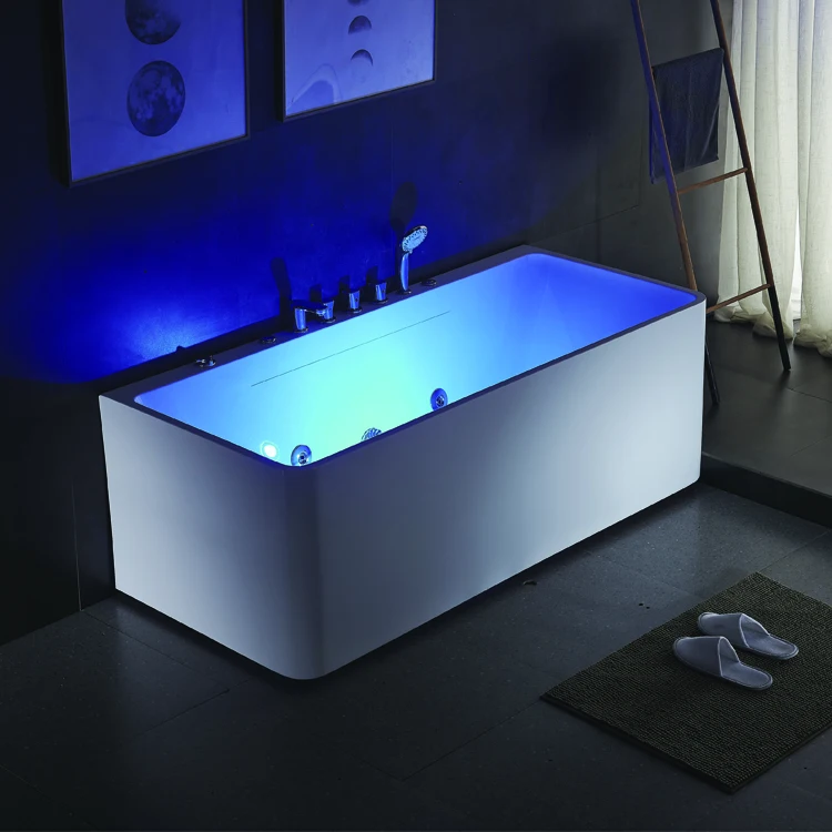 wholesale manufacturer Factory Price Rectangular Shape Bathroom Acrylic Freestanding Bathtub whirlpool jacuzzis massage bathtubs