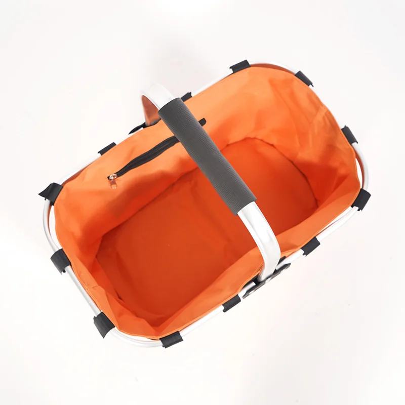 Hitree new color portable outdoor folding double fabric lightweight collapsible camping picnic trolley basket