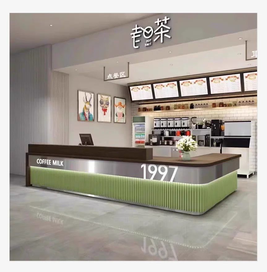 Customized Quality Commercial Retail Milk Tea and Coffee Counter Bubble Tea Counter for Shop Fittings