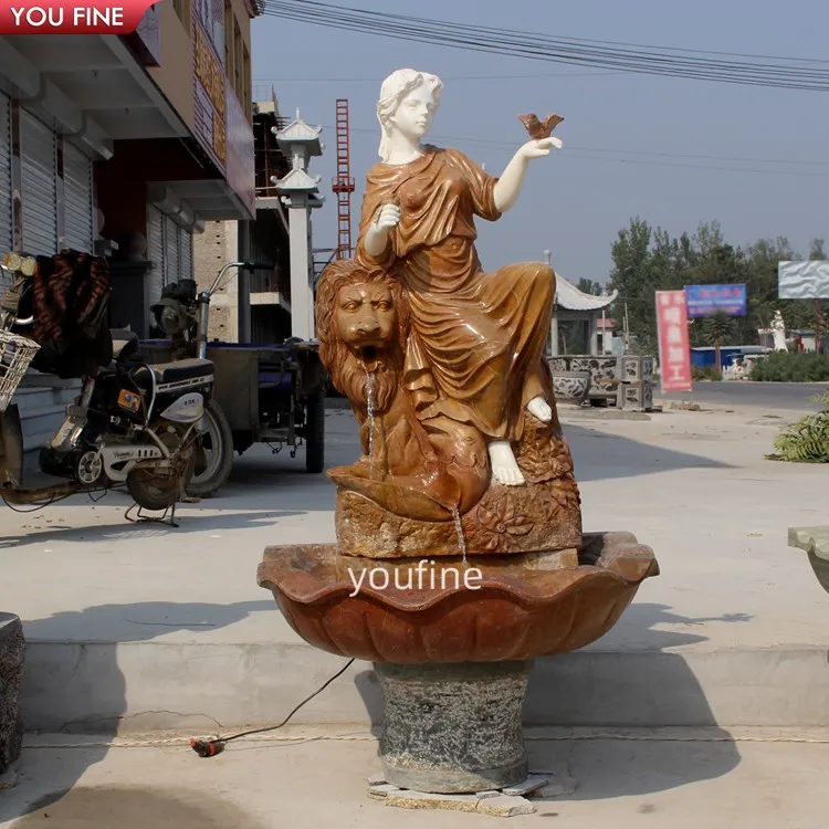 Outdoor Garden Life Size Beauty Lady Statue Marble Wall Water Fountain