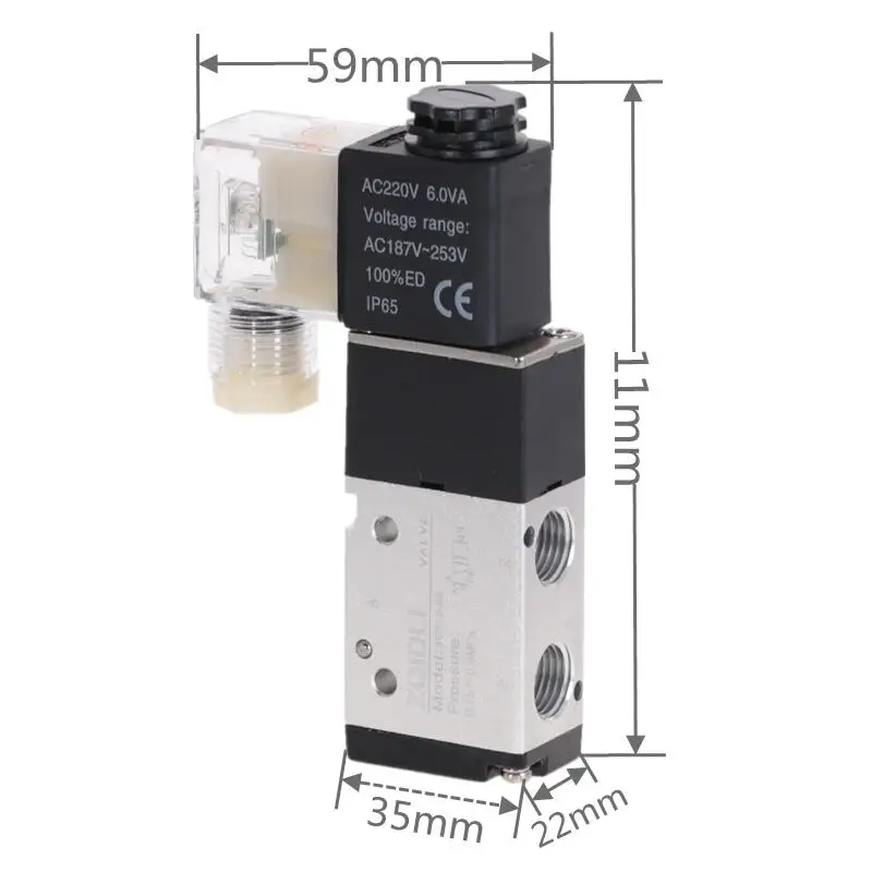 Пневматический воздушный соленоид 2Way 3way 4 5 Комбинация 3V210-08 DC12V 24V AC110V 220V