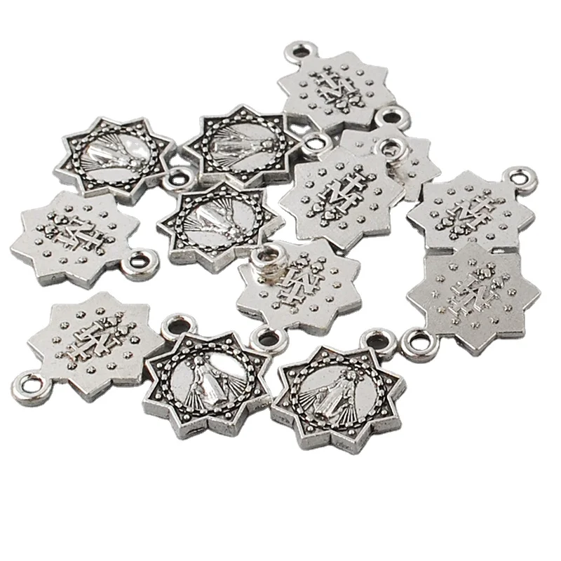  13*16mm Small Virgin Mary Medal New Design Antique Silver Metal Pendant ACP018 for Catholic Jewelry