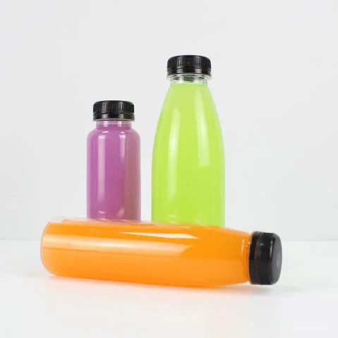 Transparent 200ml fruit milk liquid case package beverage packaging eco friendly pet food drink juice plastic empty honey bottle