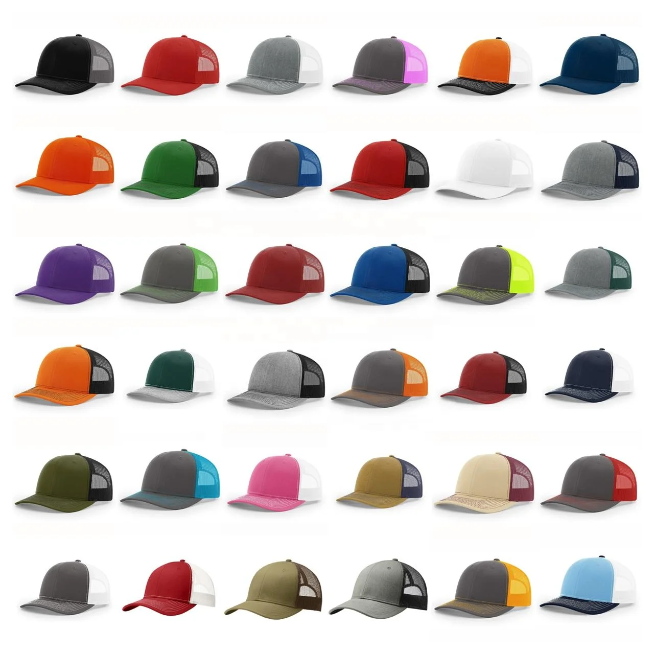 BSCI Factory Custom Richardson Style 6 Panel Heather Grey 3D Embroidery Model 112 Mesh Trucker Caps Hat