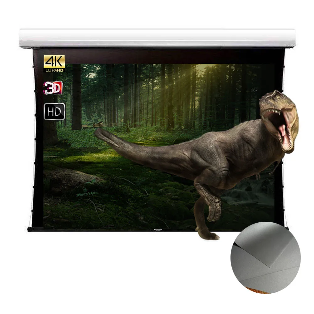 3d silver projector screen 16:9 format motorized tab tension screen 3D metal movie screen