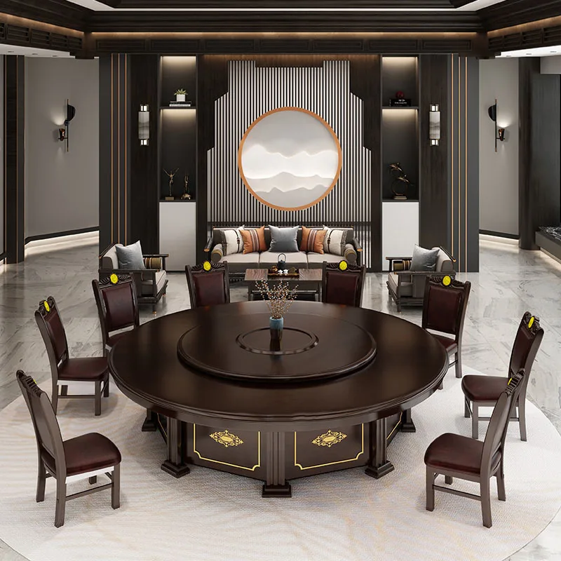 Dinner Table Restaurant Commercial Used Wooden Hotpot Table with Turntable