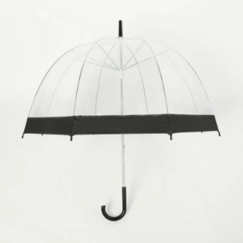 8K Black Edge Match Clear Advertising Straight PVC Sombrilla Factory Custom Logo Transparent POE Umbrella