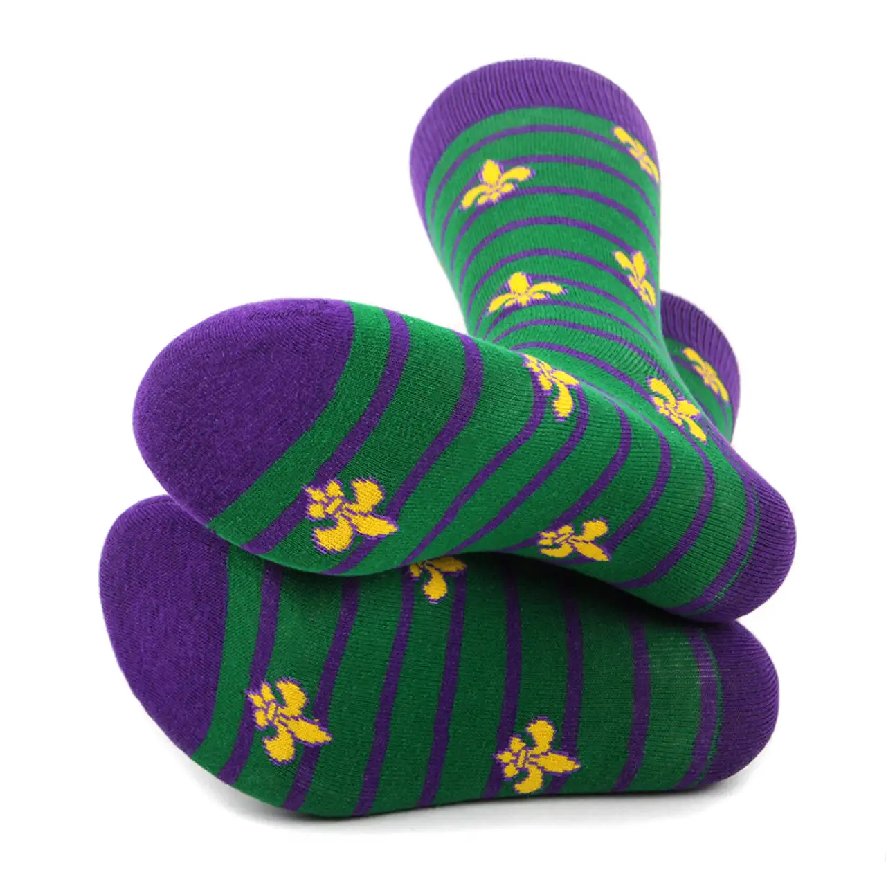 2024 Mardi Gras Cotton Novelty Socks for Men Shoe Size 7-12