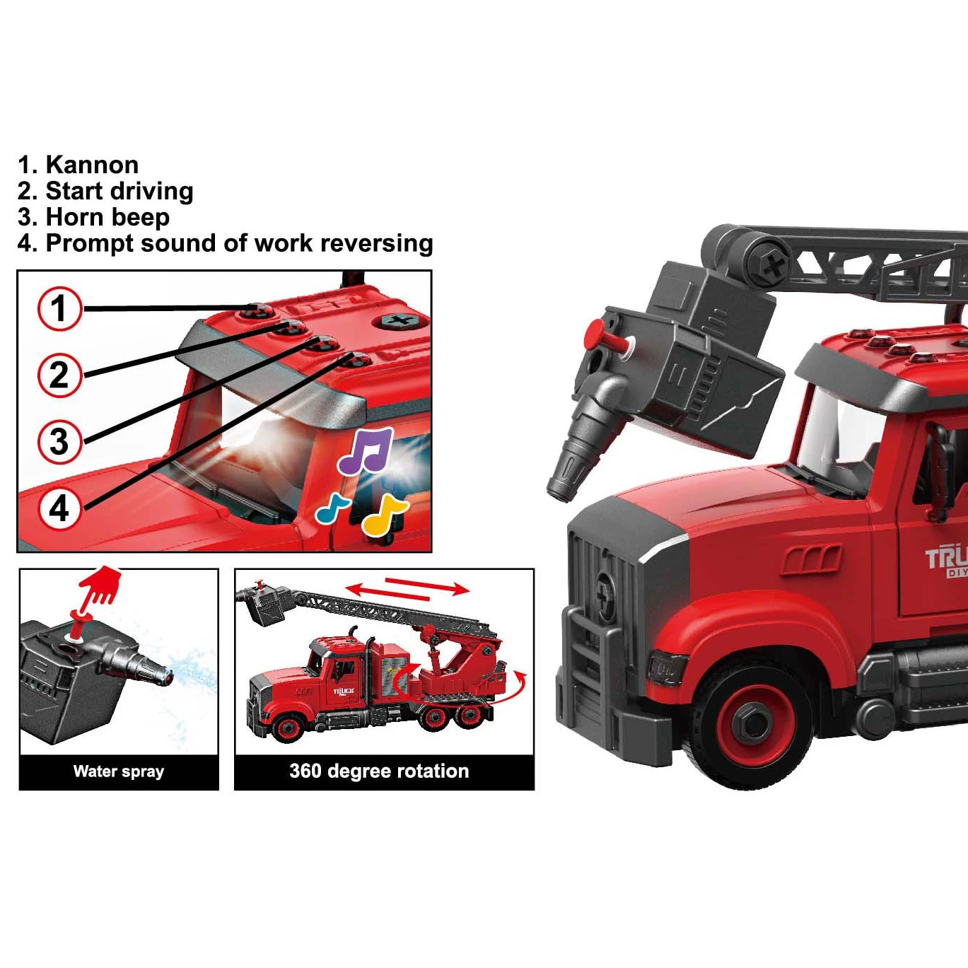 Boys Inertia Toy Other Toy Vehicle Diy Assemble Fire Engine Truck Friction Car Toy