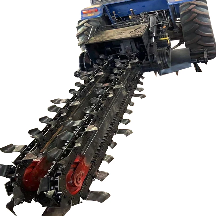 Multifunctional mini chain trencher chain trenching ditcher PTO hydraulic farm chain trencher digger for tractor