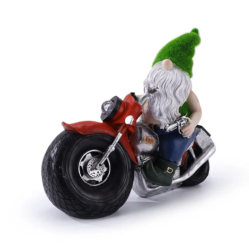 Cool Gnome Figurines Flocked Motorcycle Faceless Gnome for light for garden living room wall home room decor