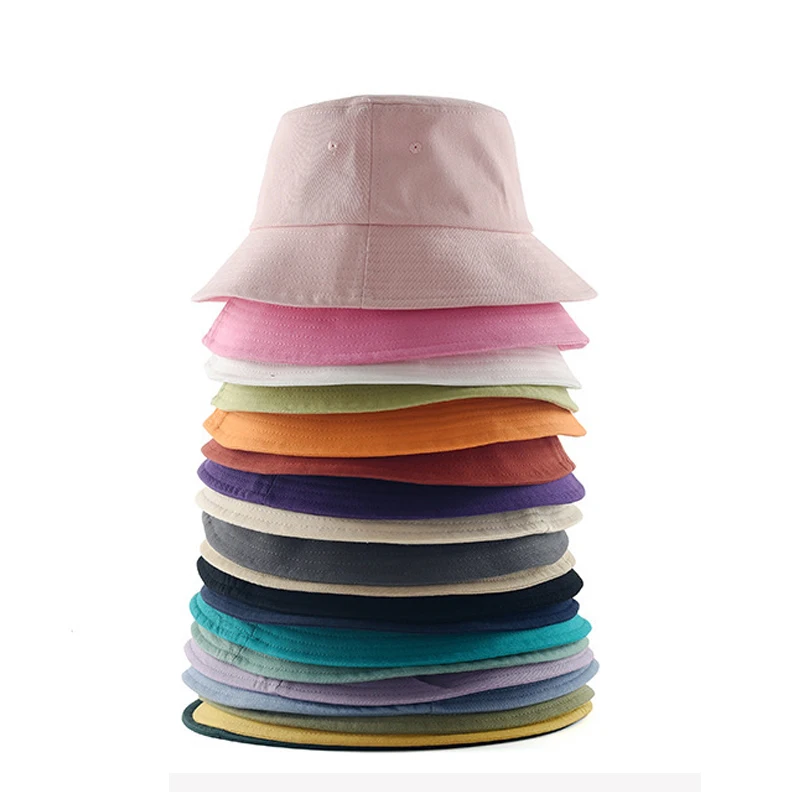 Wholesale unisex flat top wide brim plain blank cotton custom bucket hat