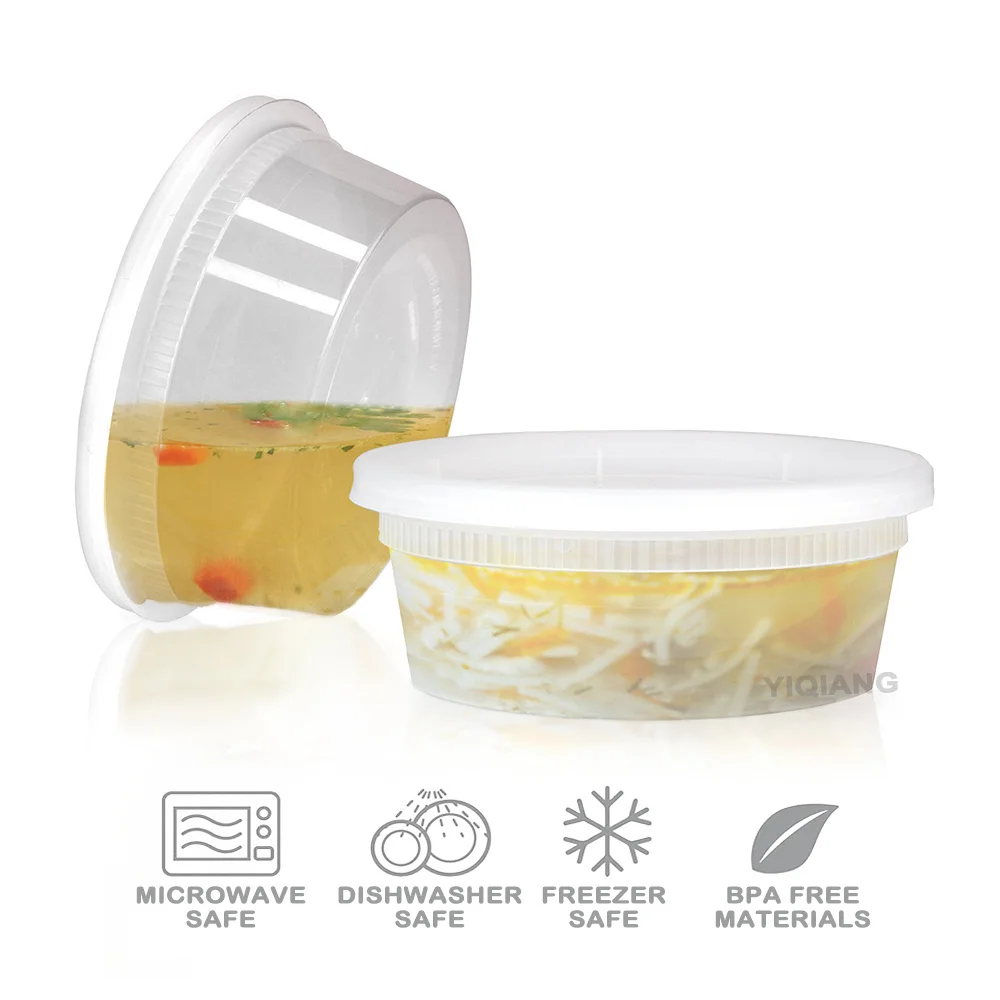 Durable Plastic Deli Containers Portion Cups and Meal Prep Containers with Clear Lids Microwave Freezer Safe