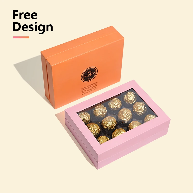 Custom Logo Free Design Magnetic Chocolate Packaging Box With Dividers Food Candy Box Chocolate  Box With Pvc Window