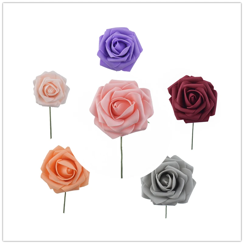 Artificial Flowers Real Looking Foam Rose Fake Flowers with Stem/Leaves for DIY Wedding Bouquets Centerpieces Floral Arrangments
