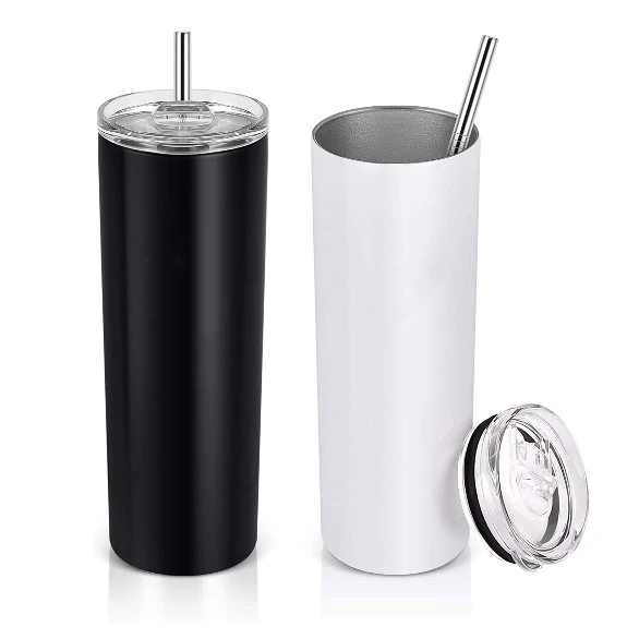 blank sublimation stainless steel skinny tumblers 20 oz double wall insulated straight white water tumbler wine tumbler