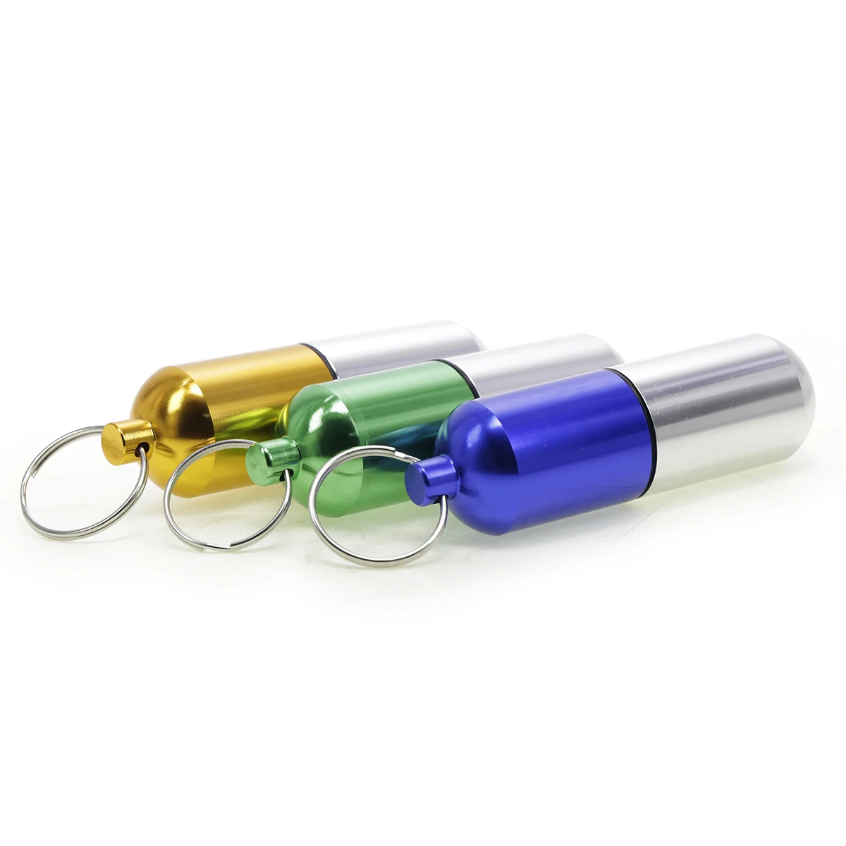 Diameter 25mm aluminum alloy color matching capsule storage tank Portable keychain jar 51007