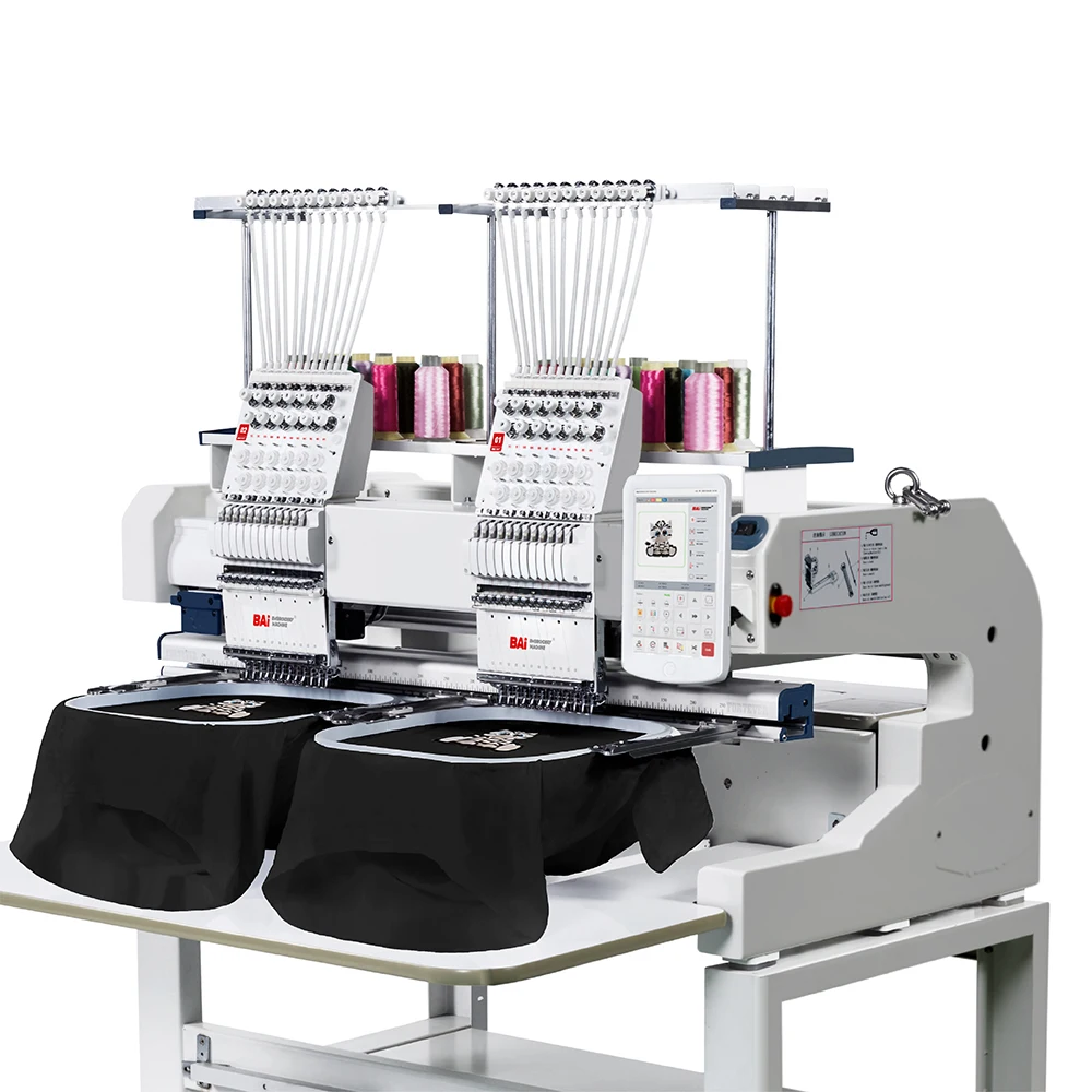 BAI hot sale commercial dahao computer 12/15 needle two heads embroidery machine price